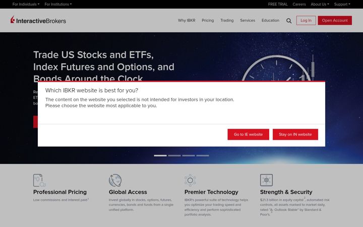 Екранна снимка на interactivebrokers.co.in
