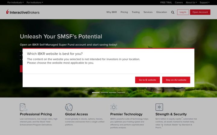 Screenshot of interactivebrokers.com.au