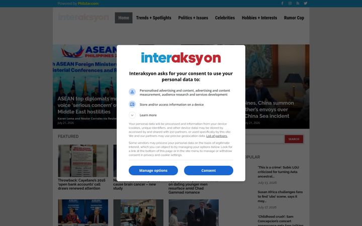 Ekrānuzņēmums no interaksyon.com