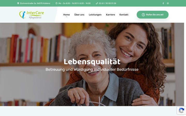 Screenshot of intercare-pflegedienst.de