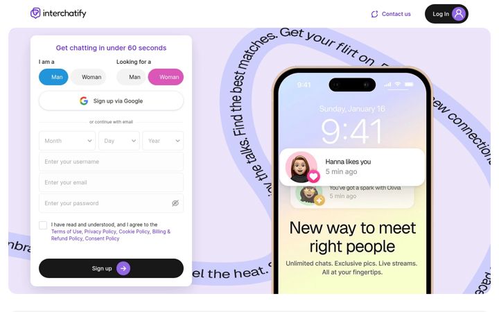Screenshot of interchatify.com