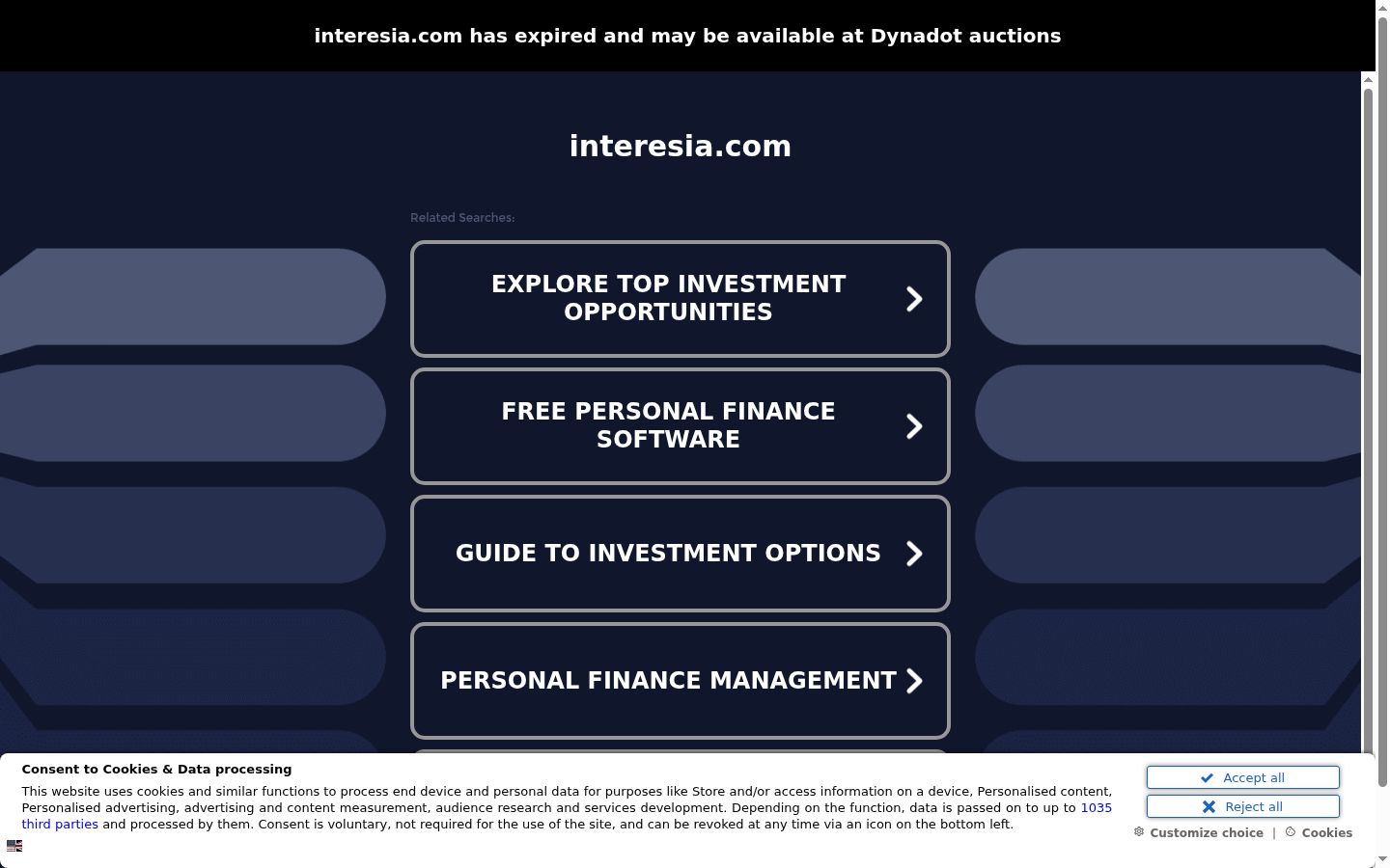 Screenshot of the consent banner shown before any interaction