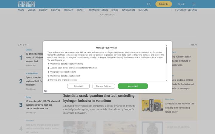 Screenshot von interestingengineering.com