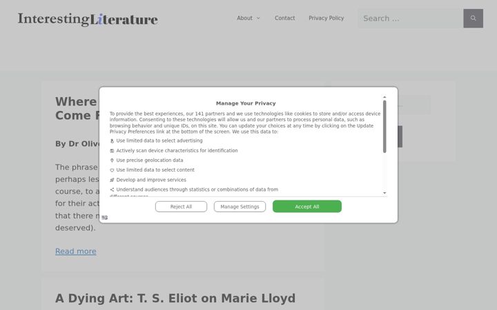 Screenshot of interestingliterature.com