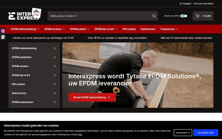 Screenshot stránky interexpress.be
