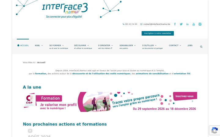 Screenshot of interface3namur.be