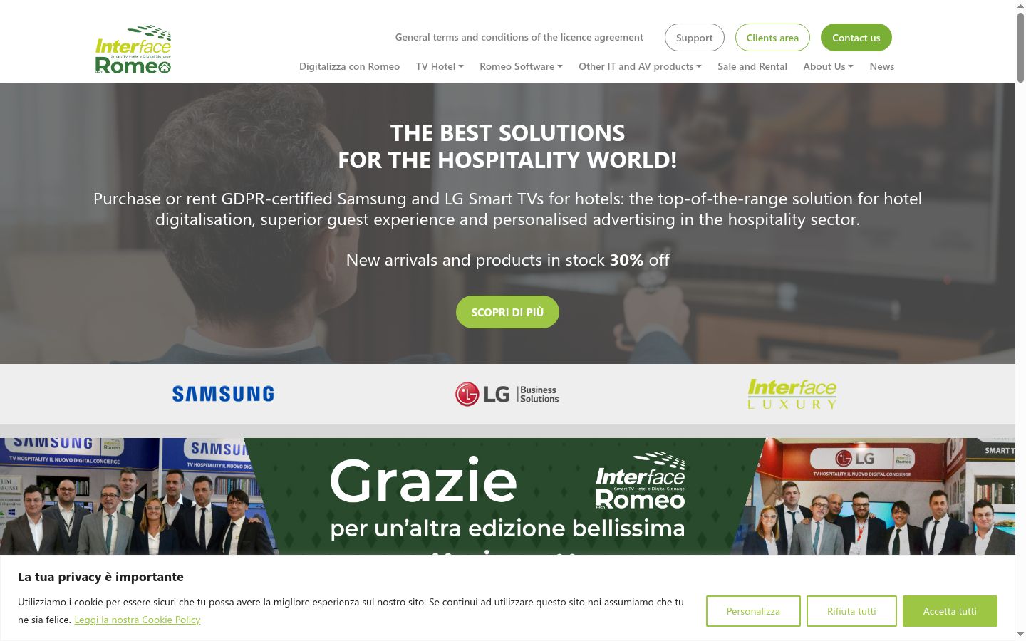 Screenshot del banner di consenso mostrato prima di qualsiasi interazione