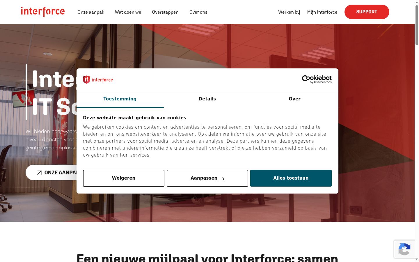 Screenshot del banner di consenso mostrato prima di qualsiasi interazione