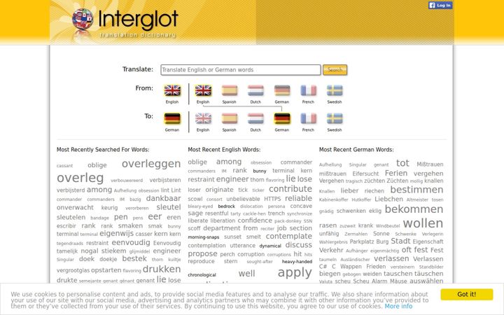 Screenshot of interglot.com