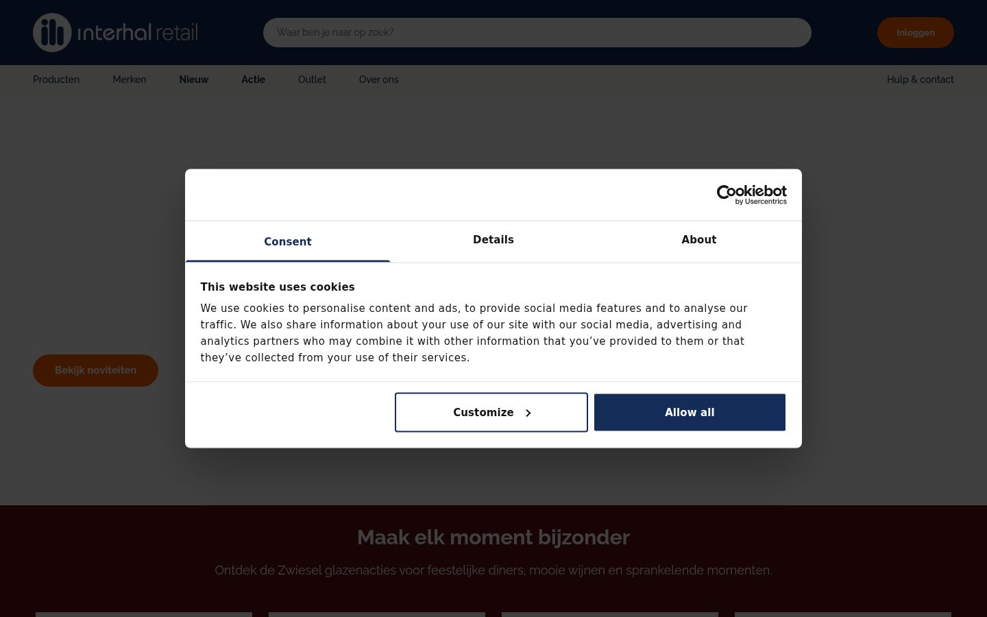 Captură de ecran a bannerului de consimțământ afișat înainte de orice interacțiune