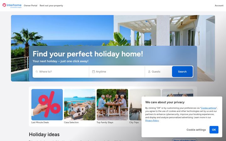 Screenshot of interhome.com