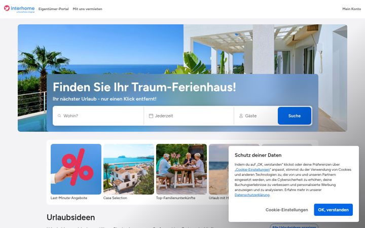 Screenshot of interhome.de