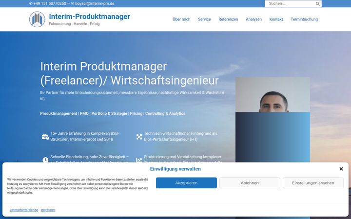 Screenshot of interim-produktmanager.de