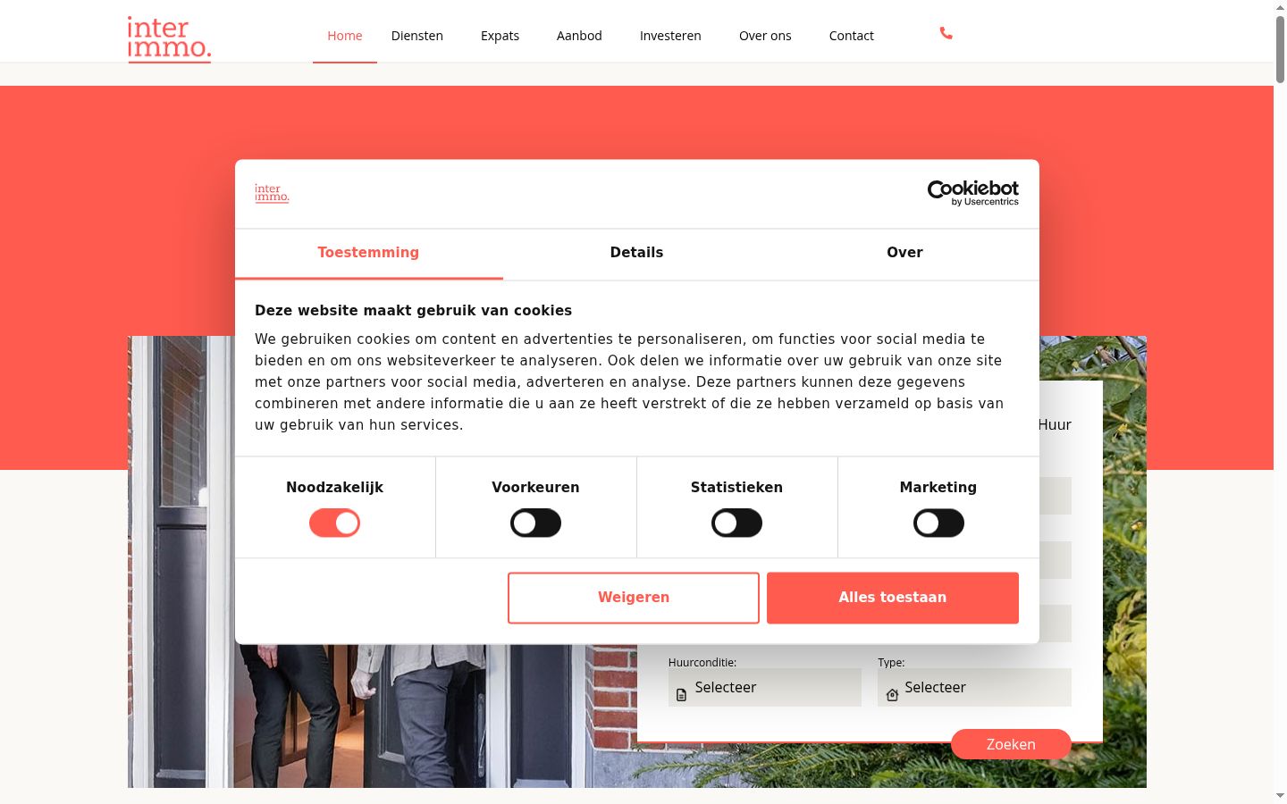Skärmbild av samtyckesbannern som visades före någon interaktion