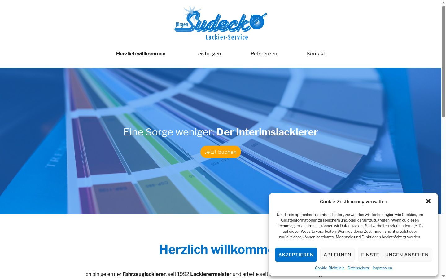 Screenshot des Einwilligungsbanners vor jeglicher Interaktion