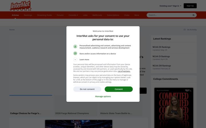 Screenshot of intermatwrestle.com