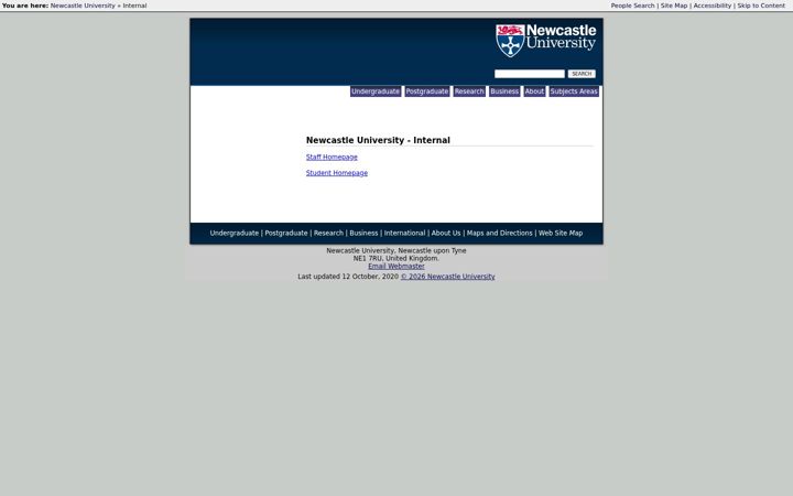 Screenshot of internal.ncl.ac.uk