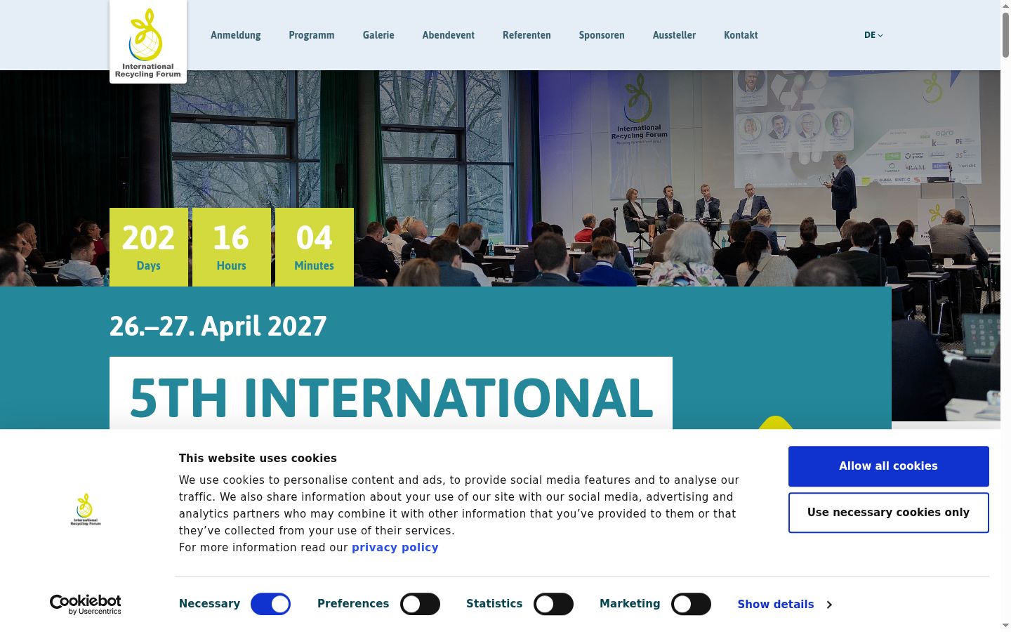 Screenshot del banner di consenso mostrato prima di qualsiasi interazione