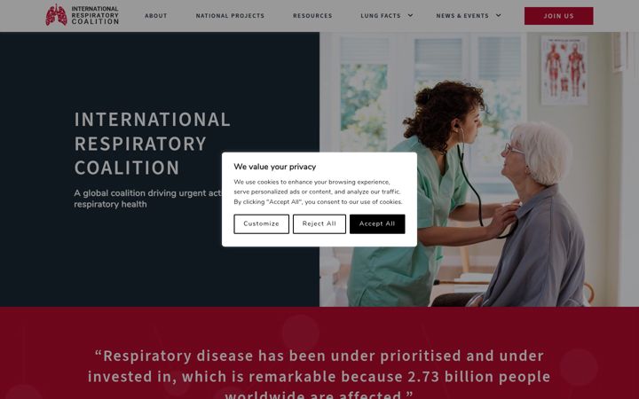 Screenshot of international-respiratory-coalition.org