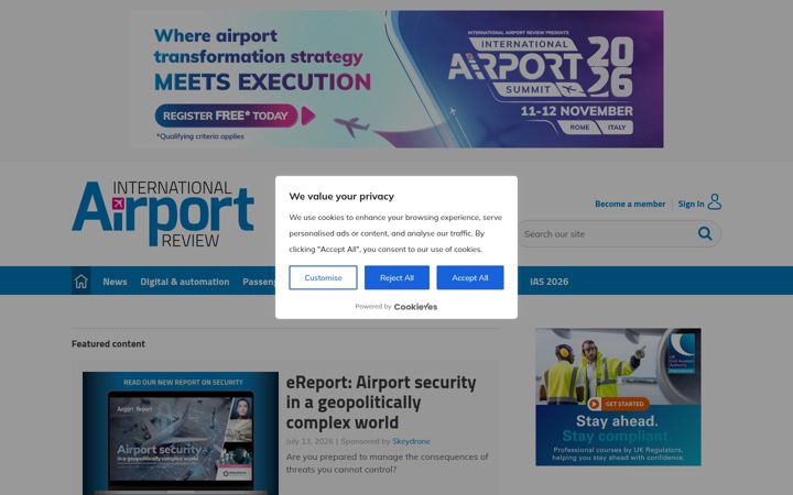 Screenshot von internationalairportreview.com