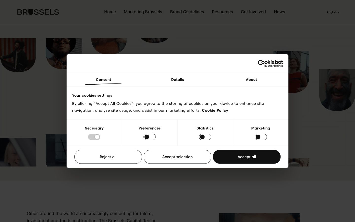 Capture d'écran de la bannière de consentement affichée avant toute interaction