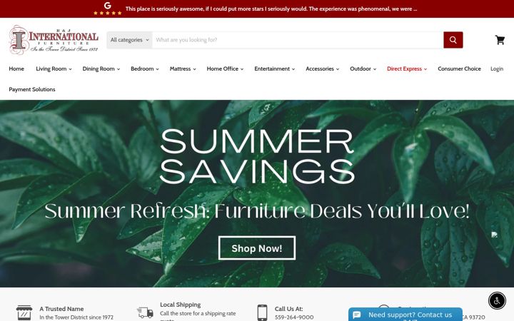 Екранна снимка на internationalfurniturefresno.com