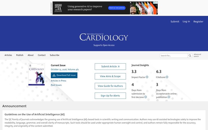 Snímek obrazovky internationaljournalofcardiology.com