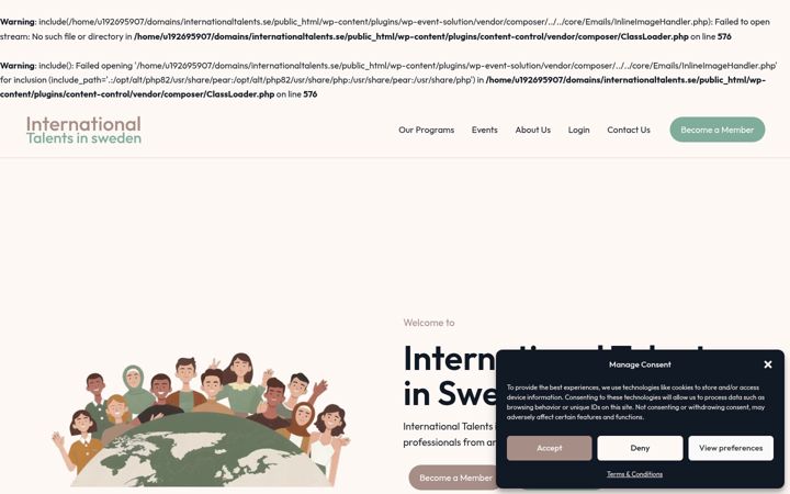 Screenshot of internationaltalents.se