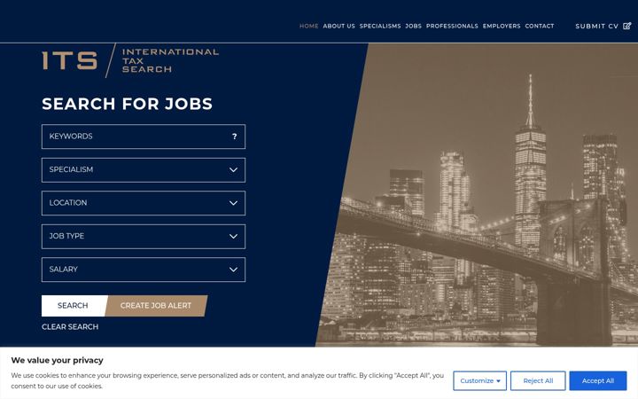 Screenshot of internationaltaxsearch.com