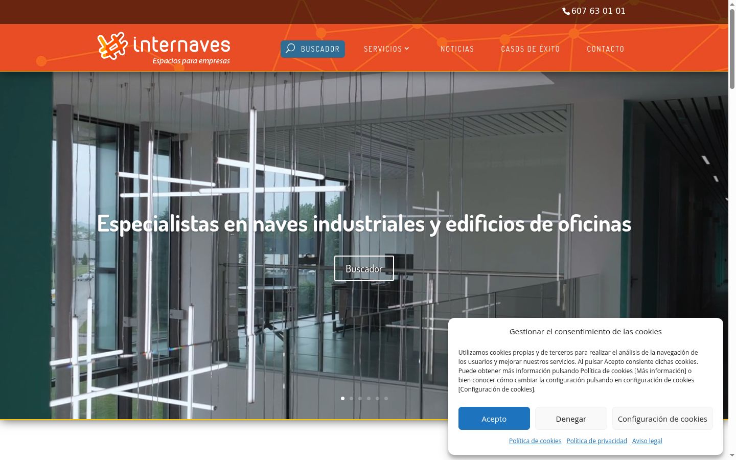 Captura de pantalla del banner de consentimiento mostrado antes de cualquier interacción
