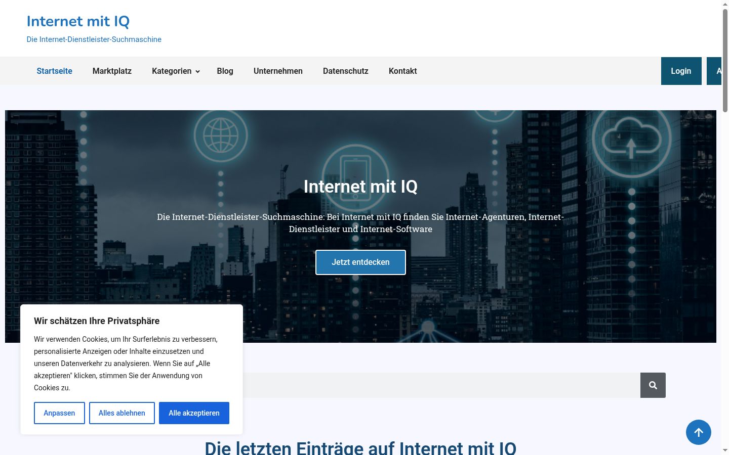 Screenshot of the consent banner shown before any interaction