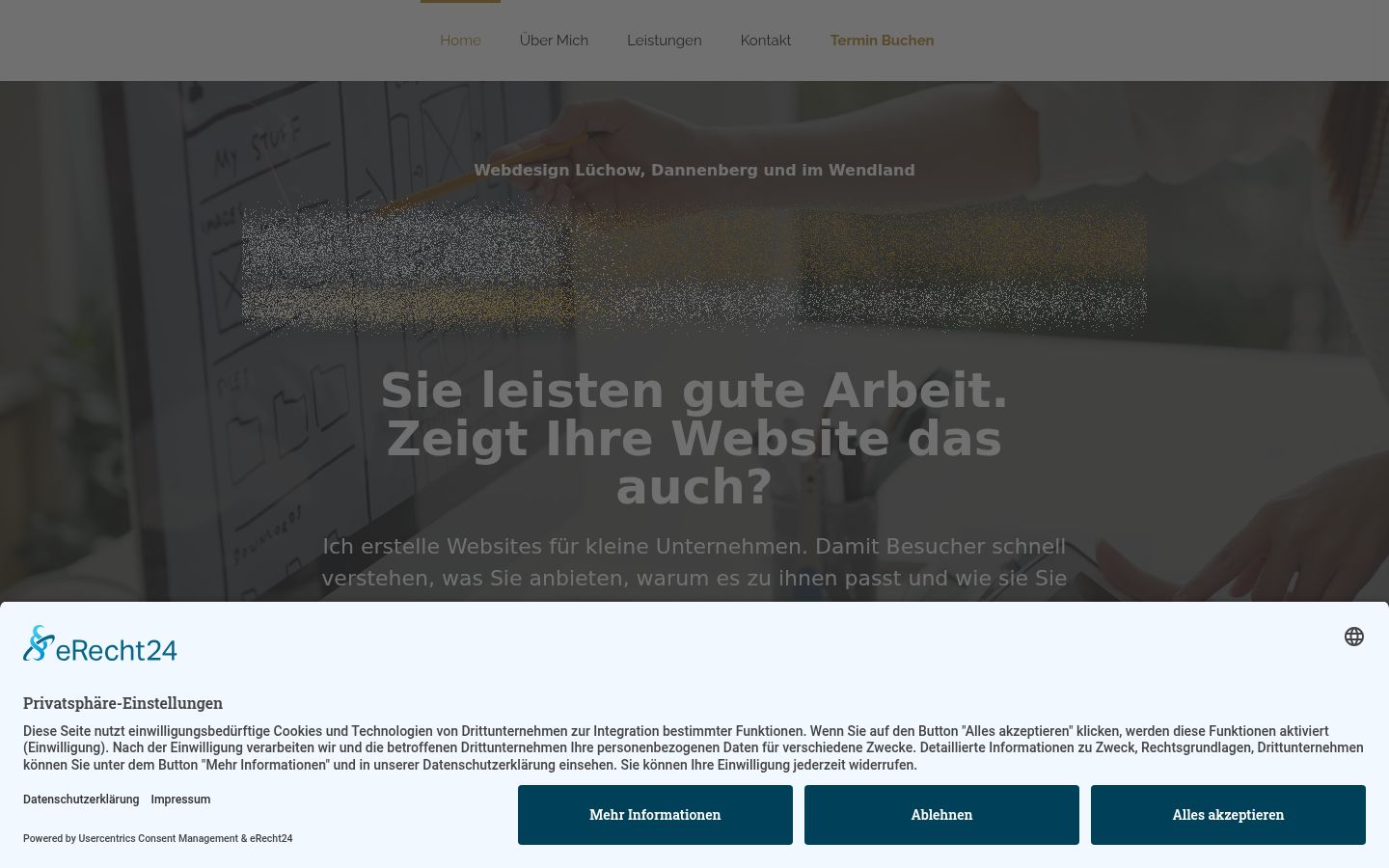 Screenshot des Einwilligungsbanners vor jeglicher Interaktion