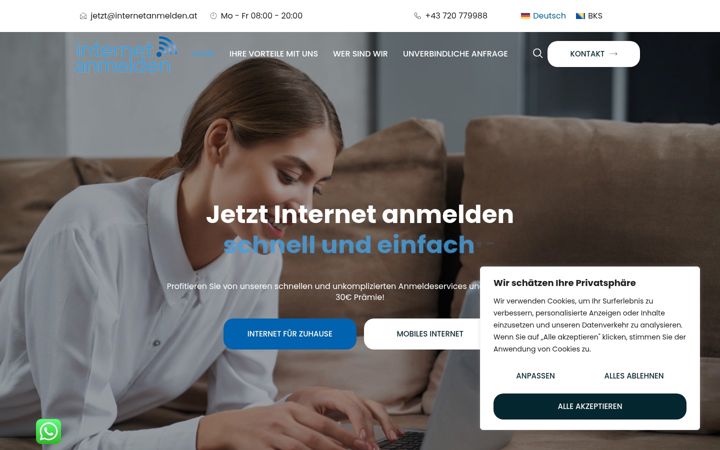 Screenshot of internetanmelden.at