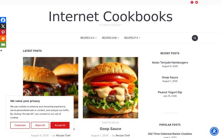 Screenshot of internetcookbooks.com