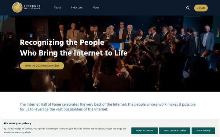 Screenshot of internethalloffame.org