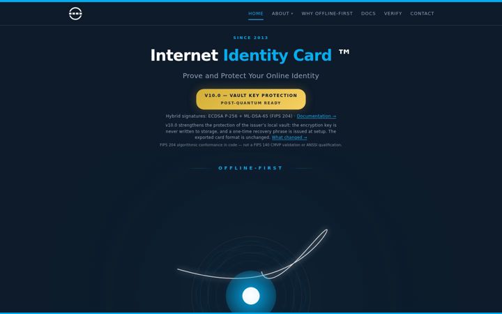 Screenshot of internetidentitycard.com