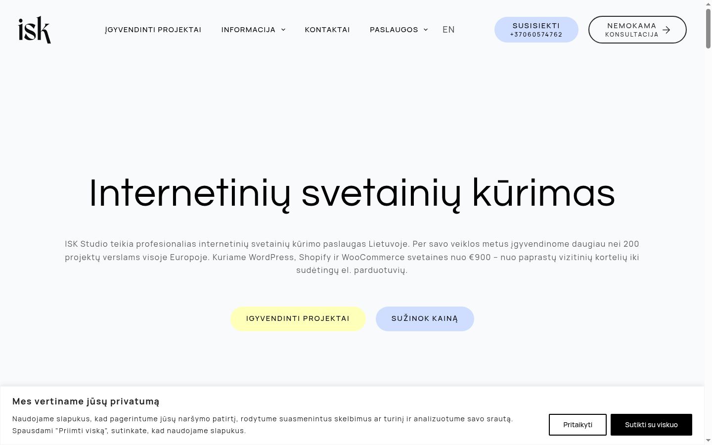 Kuvakaappaus suostumusbannerista, joka näytettiin ennen mitään vuorovaikutusta