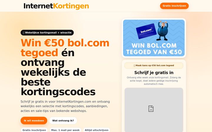 Screenshot of internetkortingen.com