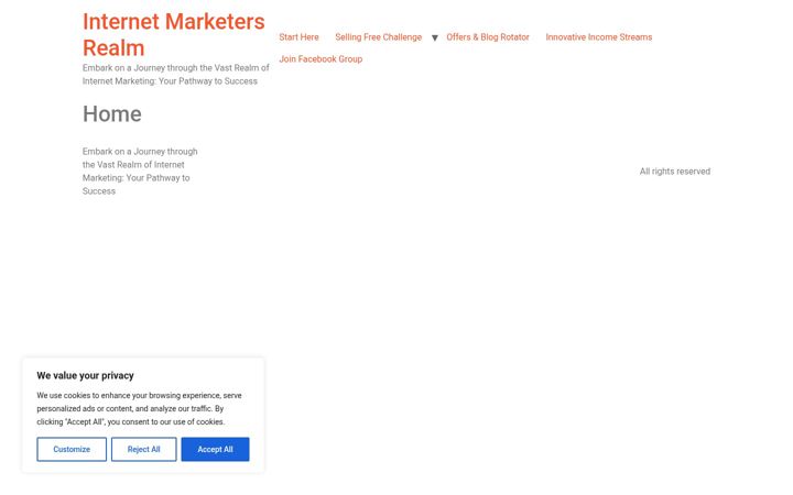 Screenshot of internetmarketersrealm.com