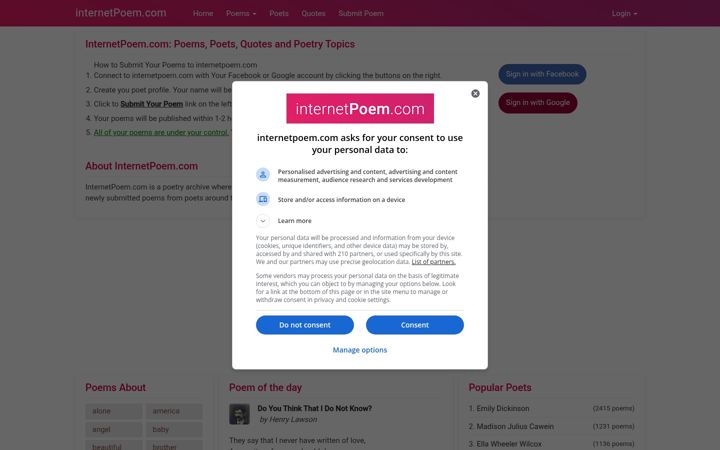 Screenshot of internetpoem.com