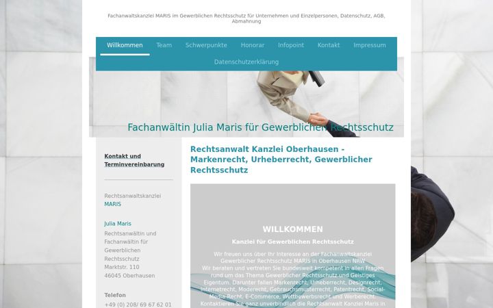 Screenshot of internetrecht-oberhausen.de