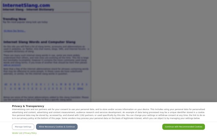 Screenshot of internetslang.com