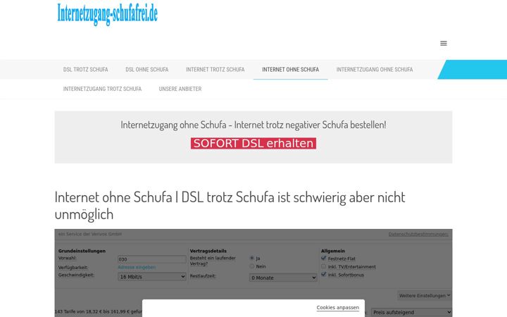 Screenshot of internetzugang-schufafrei.de