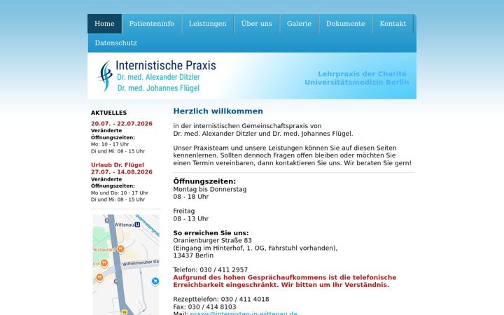 Snímek obrazovky internisten-in-wittenau.de