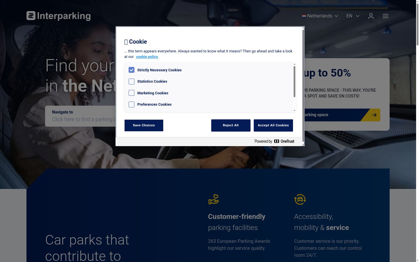 Screenshot del banner di consenso mostrato prima di qualsiasi interazione