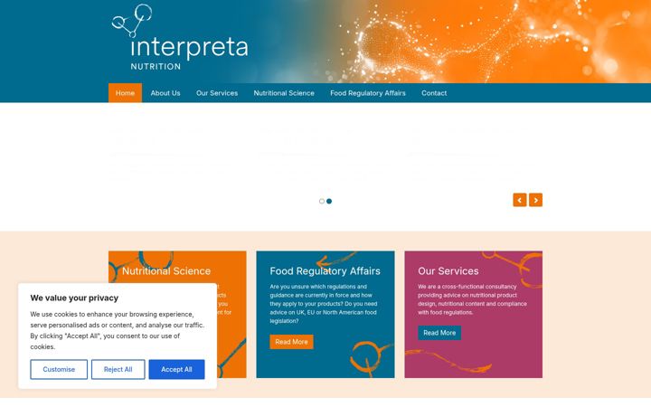 Screenshot of interpreta-nutrition.com