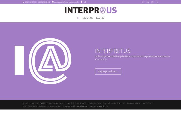 Screenshot ta' interpretus.com.hr