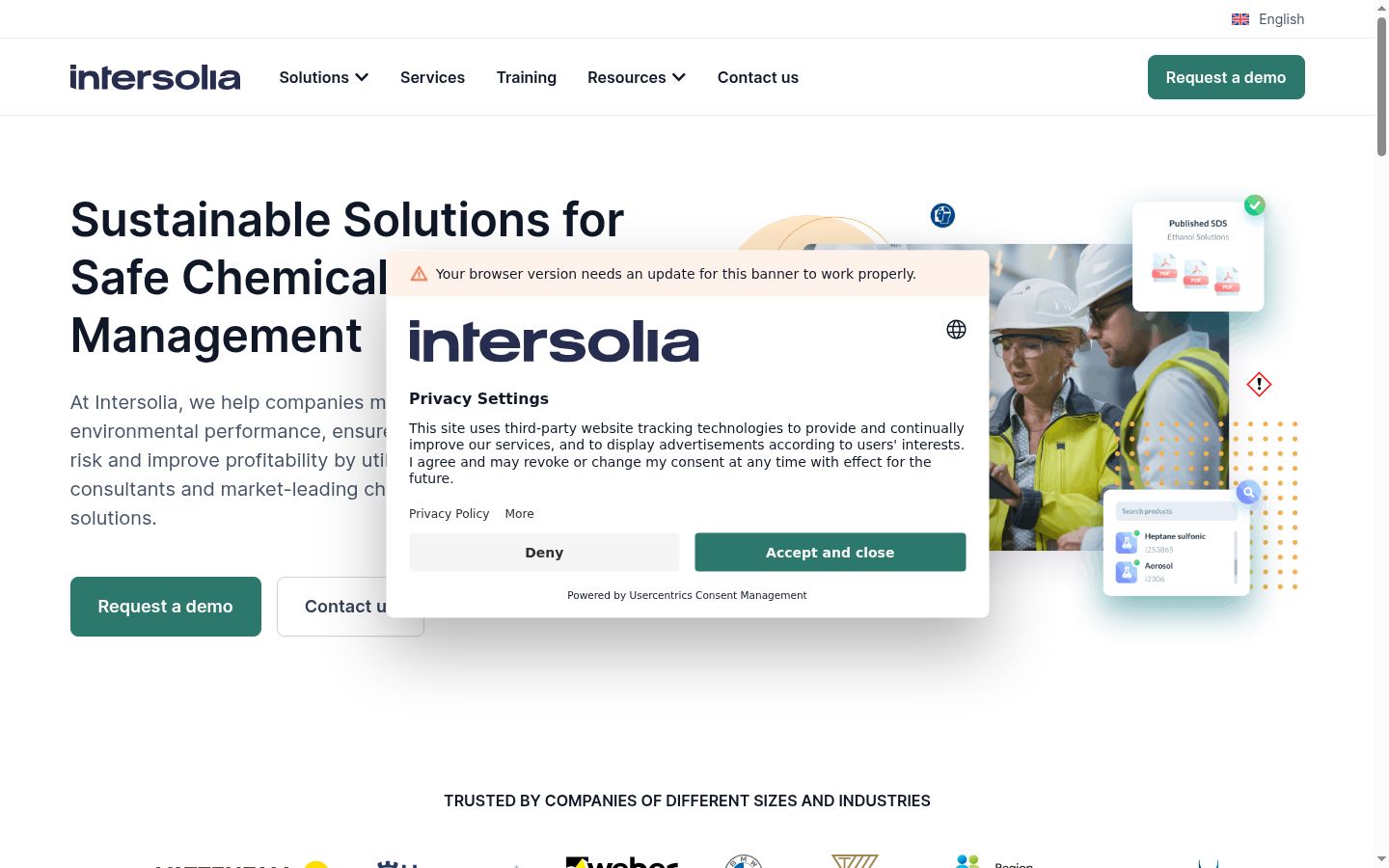 Screenshot of the consent banner shown before any interaction