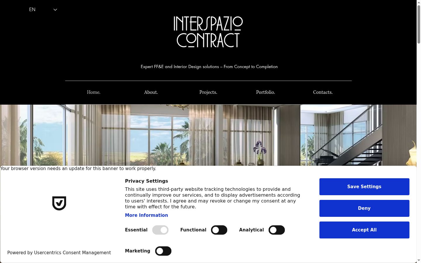 Screenshot del banner di consenso mostrato prima di qualsiasi interazione