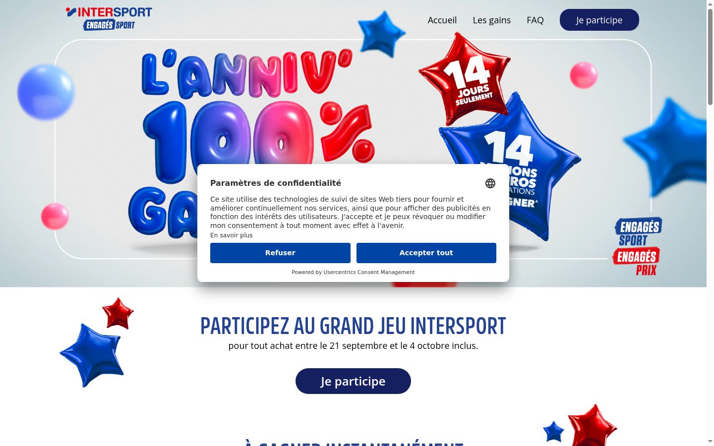 Captura de pantalla del banner de consentimiento mostrado antes de cualquier interacción